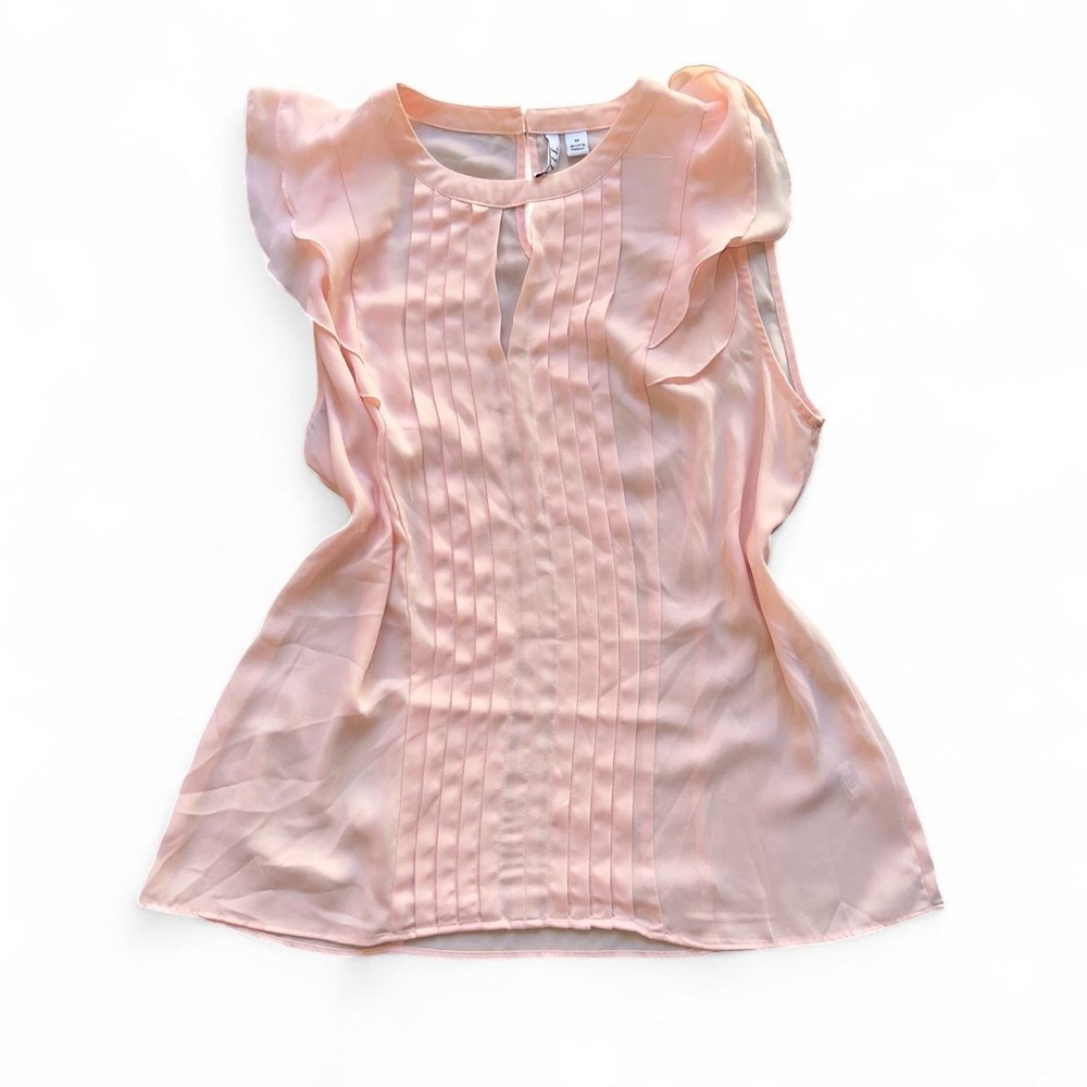 ELLE Blush Pink Pleated Flutter Sleeve Blouse – Size M
